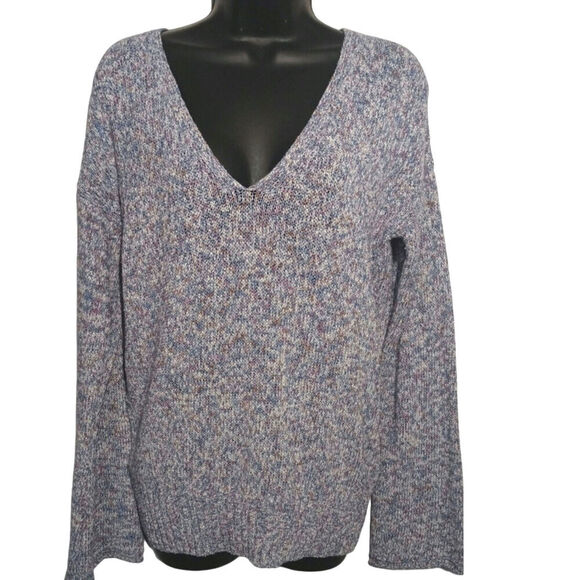 J Crew Marled V Neck Sweater Blue Womens Small - Picture 1 of 3